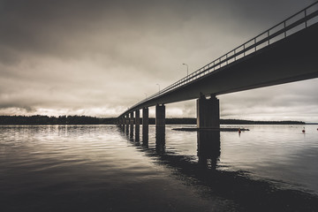 Fototapeta na wymiar Bridge crossing a bay in northern Sweden