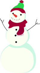cute snowman with santa hat and scarf