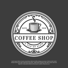 vector logo of a classic-style coffee shop