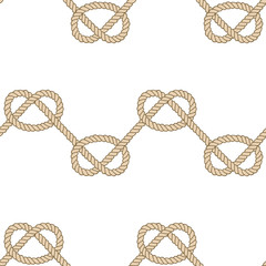 Vector endless nautical rope pattern, hand drawn