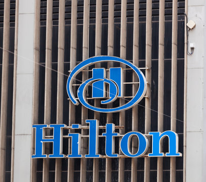 Sign Of Hilton Hotel, New York City.