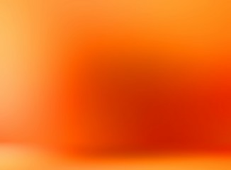 Orange yellow 3d abstract background. Vibrant studio illustration. Wall and floor blurred texture. Room interior.