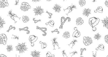 Christmas set. New Year card. Hand drawn illustration	