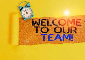 Handwriting text writing Welcome To Our Team. Conceptual photo introducing another demonstrating to...