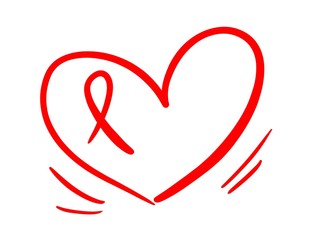 AIDS day. HIV. icon heart in it ribbon