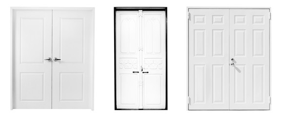 white wooden door isolated on white background