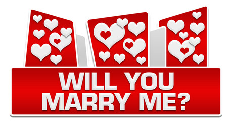 Will You Marry Me Red Hearts Rounded Squares On Top 