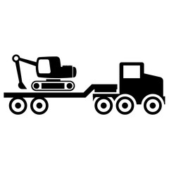Heavy Equipment Transport Concept, Construction Machine Mover Vector Icon Design