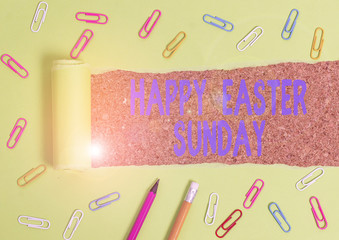 Word writing text Happy Easter Sunday. Business photo showcasing Greeting someone about holidays...