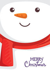 merry christmas poster with face snowman design
