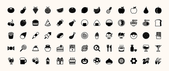 Food ingredients and dishes icons stock illustration. Food and Drinks Vector Icons Set