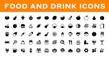 Food ingredients and dishes icons stock illustration. Food and Drinks Vector Icons Set