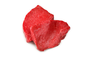 Beef steak isolated on white background.
