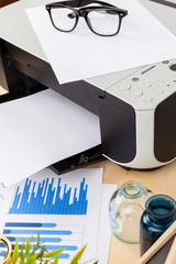 Modern printer machine for home use close up