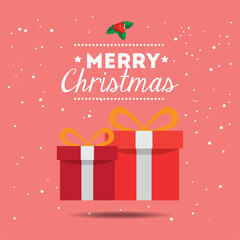 merry christmas poster with gift box design