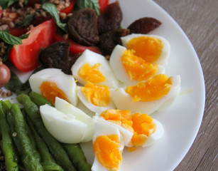 breakfast in the plate, mix of healthy food