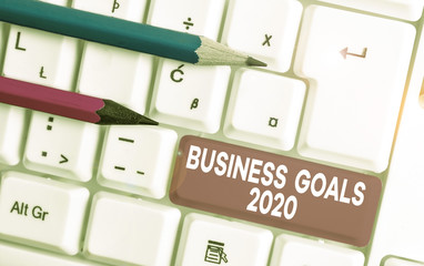 Text sign showing Business Goals 2020. Business photo text Advanced Capabilities Timely...