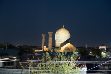 Gur-e-Amir mausoleum by night, Samarkand, Uzbekistan