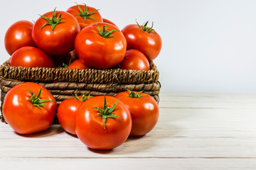 tomatoes in a rattan basket