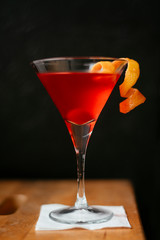 Manhattan cocktail served bar counter