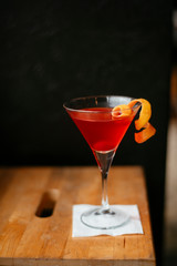 Manhattan cocktail served bar counter
