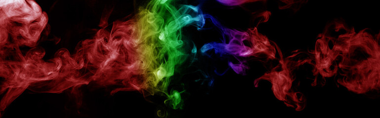 Abstract smoke isolated on black background,Rainbow powder
