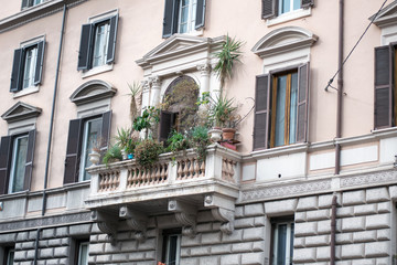 balcony of an old building in Rome Italy