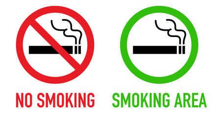 禁煙と喫煙可のサインセット 