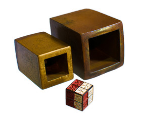 Chinese old antique gambling device apparatus Lien Poh or Spin Treasure isolated on white background.