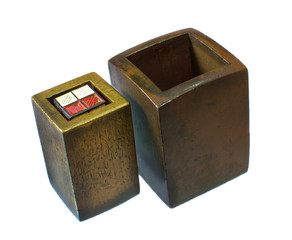 Chinese old antique gambling device apparatus Lien Poh or Spin Treasure isolated on white background.