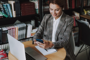 Fototapeta premium Comfortable place for working with gadgets stock photo