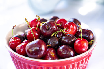 fresh cherries in a bowl
