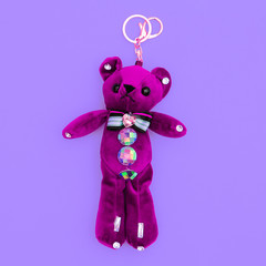 Stylish teddy bear keychain. Minimal art