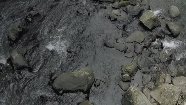Waterfall in Bali Island tropical mountains 4K Drone flight