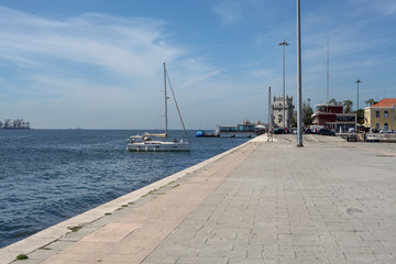 Lisbon, Portugal - November 22, 2019: Lisbon Harbor, the so-called recreational docks, piers and cruise circuits on the banks of the Tagus River, the longest in the Iberian Peninsula.