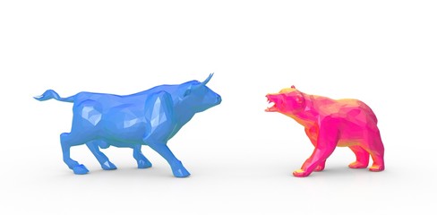 bull and bear market stock 3d