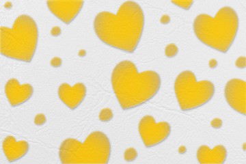 Abstract yellow heart isolated on white leather or paper texture,valentine day and love concept.