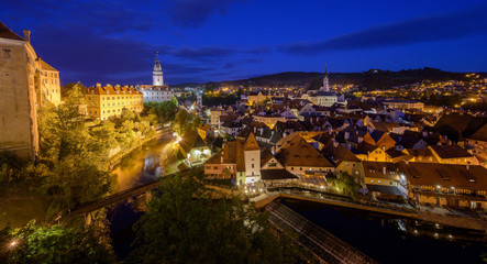 Fototapeta premium Beautiful view of church and castle in Cesky Krumlov, Czech republic