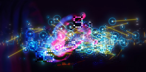 pressing document icon over computer binary code