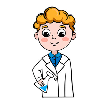 Illustration of a chemist, biologist on a white background