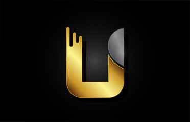 gold or golden alphabet letter U for company icon logo design © dragomirescu
