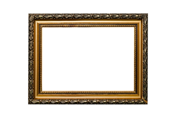 antique golden brown picture frame isolated on white background,clipping path
