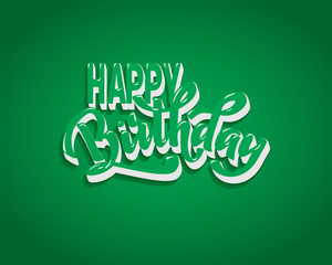 Happy birthday hand lettering text, brush ink calligraphy, vector type design, isolated on white background.