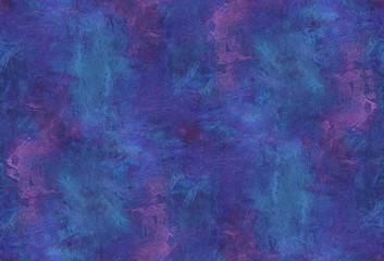 Seamless watercolor grunge background. Translucent silhouettes of patterns, spots and brush strokes, interweaving of curved lines. Purple-blue palette. For wallpaper, fabric, web, packaging, textile