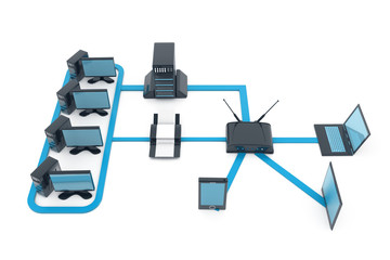 Computer network. Internet concept. Network diagram. 3d illustration