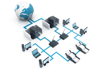 Computer network. Internet concept. Network diagram. 3d illustration