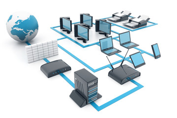 Computer network. Internet concept. Network diagram. 3d illustration
