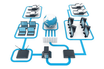 Computer network. Internet concept. Network diagram. 3d illustration