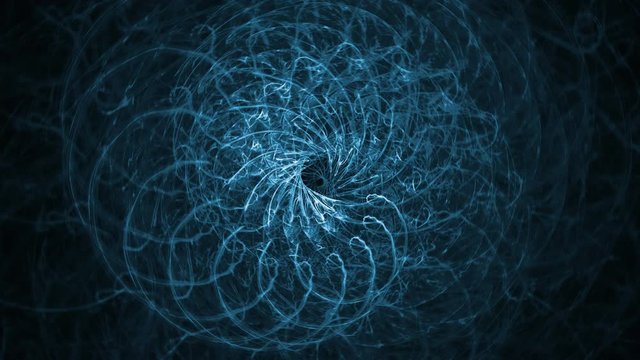 Rotating intricate fractal design.