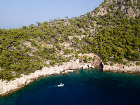 Aerial view of Yedi Burun Cape Fethiye Turkey